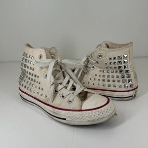 White Studded High Top Converse | 7